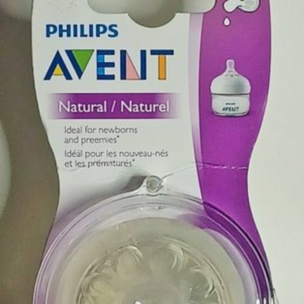 4 Philips AVENT Natural BPA Free 1st Flow Nipple 2(2 in each Pack)-NEWBORN/PREEM